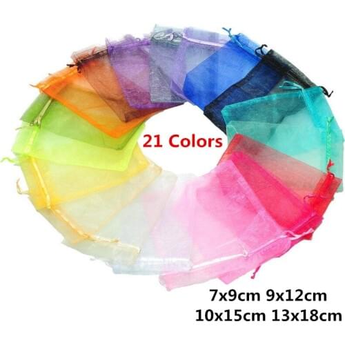10pcs 7x9cm 9x12cm 10x15cm 13x18cm Black White Wedding Organza Gifts Bags Jewelry Packaging Bags Pouches Birthday Party Supplies