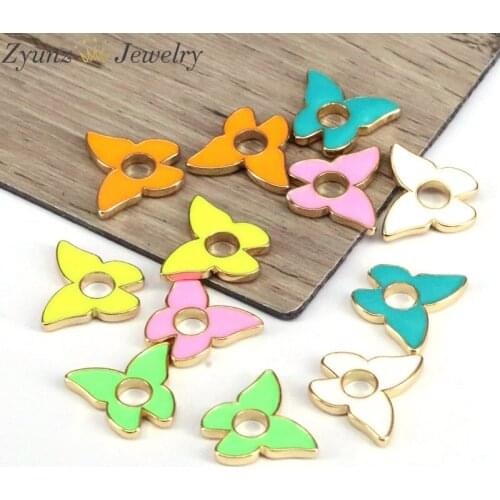 10PCS, Metal Enamel Butterfly Charm Spacer Beads Connector Beads for Jewelry Making DIY Bracelet Necklace Earrings