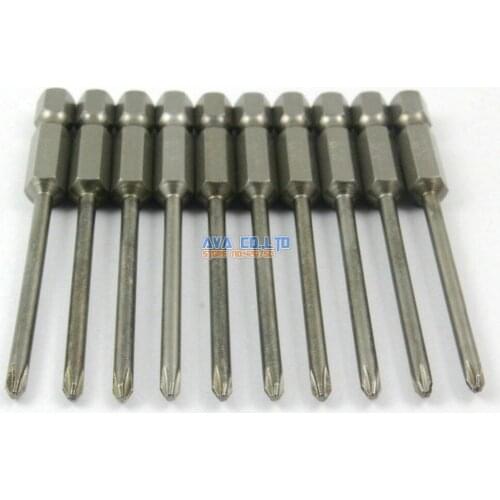 10 Pieces Magnetic Phillips Screwdriver Bit S2 Steel 1/4" Hex Shank 75mm Long 3mm Diameter PH1 (75mm x 3mm x PH1)