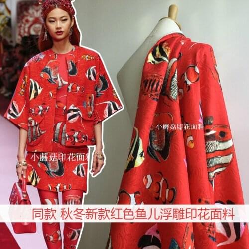 144cm wide red jacquard fabric meter parent-child embossed printed fabric 100% polyester fabric wholesale polyester cloth