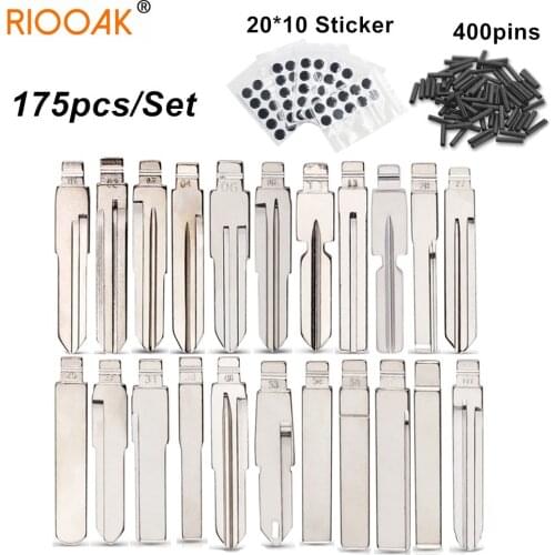 175pcs/set 35 Type Set Car key Blank Flip Folding Remote Key Blade Key Embryo with 200pcs Car Key Logo and 400pcs Pins