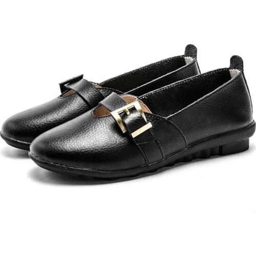 2020 Fall/winter New Style Real Cowhide Casual Comfortable Fashion Flat Shoes; Low-top Large Size 44 Womens Shoes