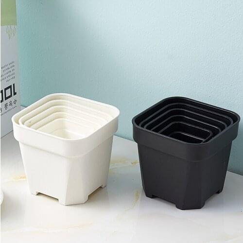 5-piece Plastic Flower Pots Rounded Thickened Succulent Frosted Flowerpot Plant Potted Square Pots for Plants Home Decoration