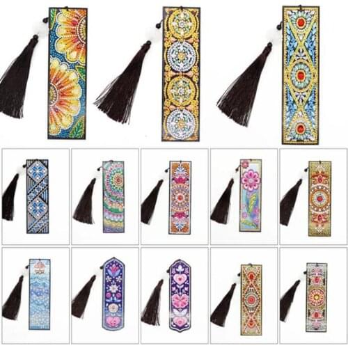 Diamond Painting Bookmark 5D DIY Special Shaped Diamond Art Mosaic Leather Bookmark Diamond Embroidery Craft Tassel Cross Stitch