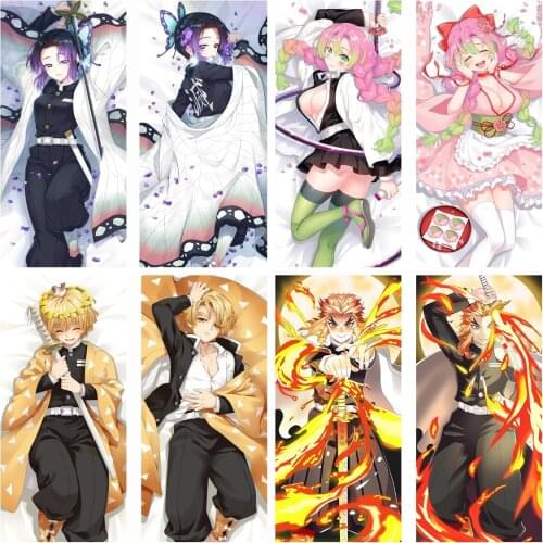 Anime demon killer Cosplay embracing body pillow peach skin velvet double sided printing long pillow case