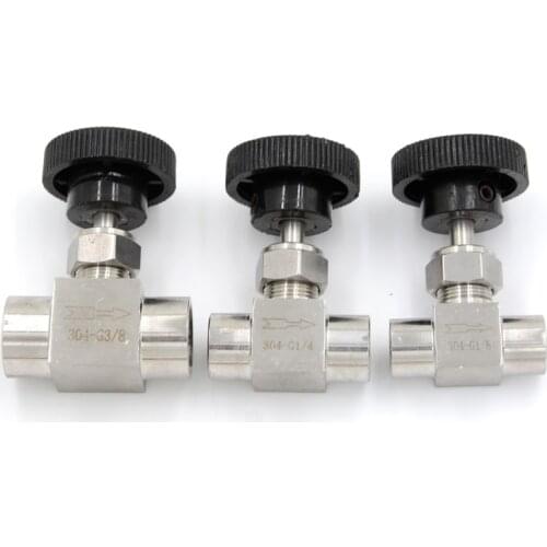 BSP Equal Female Thread SS 304 Stainless Steel Flow Control Shut off Needle Valve 1/8" 1/4"