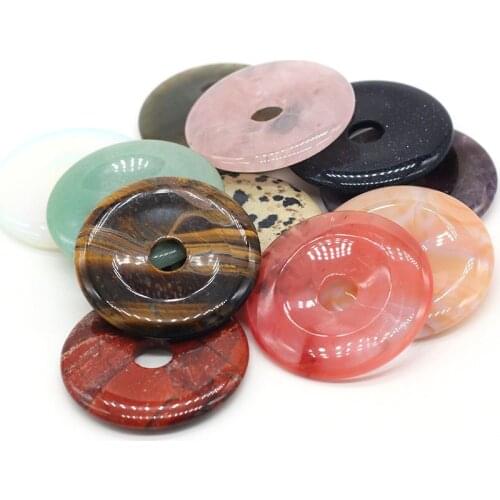 Natural Stone Beads Round Semi-Precious Big-Hole Bead For Jewelry Making DIY Necklace Bracelet Anklet Accessory