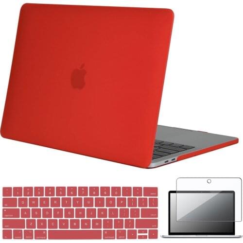 Laptop Case for Macbook Air 13" A2337 /Pro 13"/Pro 15"/Air 11"/White A1342 Matte Red Hard Shell+Keyboard Film+Screen Protector