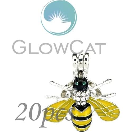 Colors Enamel Rhinestone Insect Flying Wasp Beads Cage Essential Oil Diffuser Pearl Cage Locket Pendant 20x KK1056