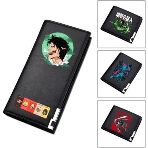 Attack on Titan Anime Long Coin Purses The Final Season Cartoon Pu Leather Short Wallet Cute ID Card Holder Men Money Bag