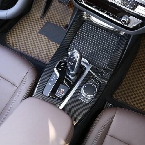 For BMW X3 X4 G01 G02 2018-19 Car Accessories Carbon Fiber ABS Center Console Gear Shift Decoration Panel Cover Trim LHD