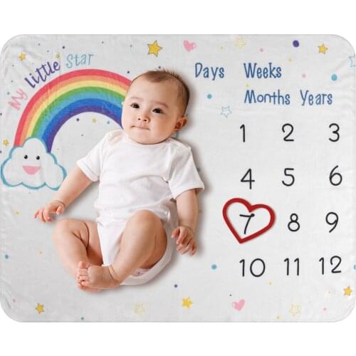 Baby Monthly Milestone Blanket Personalized Baby Blanket & Wrapped Rainbow Soft Flannel Memory Blanket with Frames for Babies