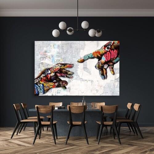 HD Graffiti Printed Pictures Modern Inspiration Motivation Give Me Five Creative Hand Canvas Painting Wall Arts Decor Printing