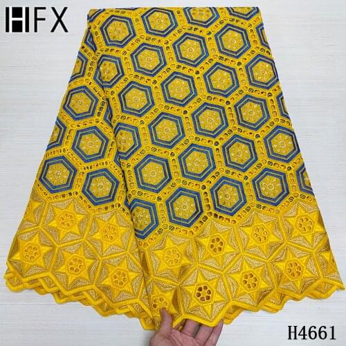 HFX New Arrival 100% Cotton Fabric Swiss Voile In Switzerland African Dry Lace Cotton Embroidery 5 yards For Sewing Cloth