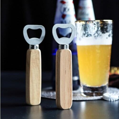Hot Stainless steel wooden handle Red wine beer bottle opener bar tools Kitchen Tools Party Wedding Gift LX1414