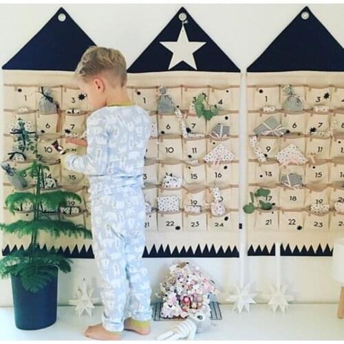Canvas wall-mounted childrens room with 24 pockets of debris storage bag storage bag key hanging bag