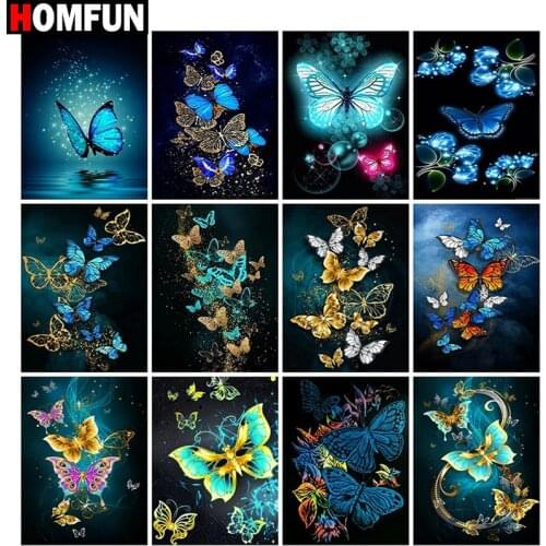 HOMFUN Full diamond Painting "Butterfly color" Resin Drill Embroidery 5D Diy Diamond Painting Handmade Cross Stitch gift