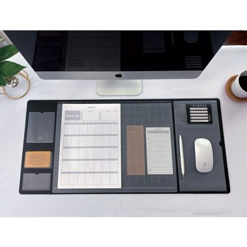 PU Mouse Pad Multifunctional Oversized Vintage Student Writing Business Office Home Waterproof Computer Desk Mat with Calendar