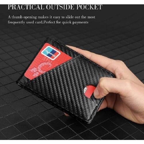 4.3 x 2.95 IN Mini RFID Clip Wallet Functional Microfiber Card Holder PU Leather Slim Fashion Case for Credit Cash