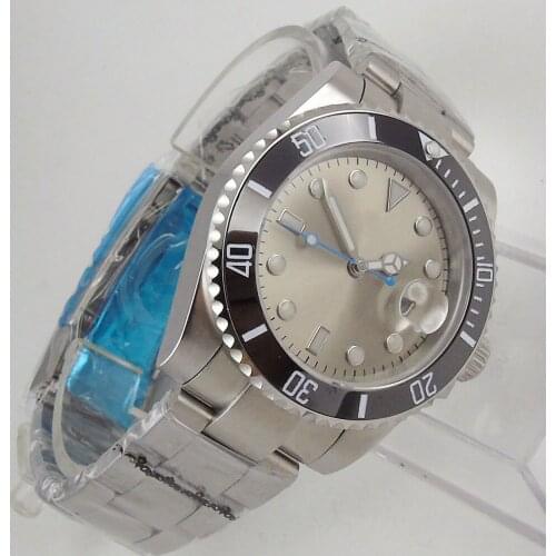 40mm Grey Dial Sapphire Glass Ceramic Bezel MIYOTA 8215 Automatic Movement Mens Watch