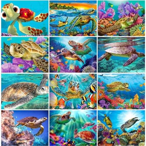 5D Diy Square/Round Diamond Painting "Turtle ocean scenery" Rhinestone Set Handmade Picture Crystal Home Decoration Gift