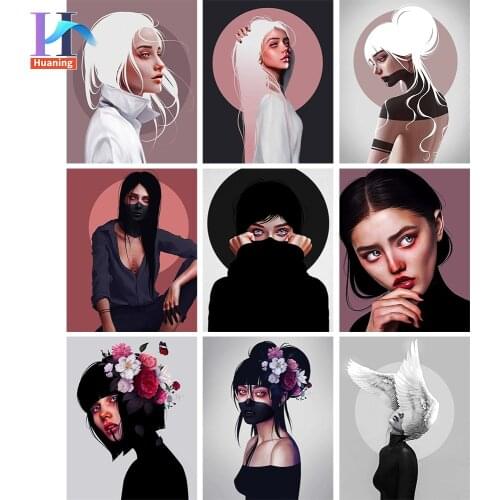 Huaning 80X100cm DIY Painting By Numbers Flowers&Girl Oil Paint By Numbers On Canvas Home Decor Frameless Coloring By Painting