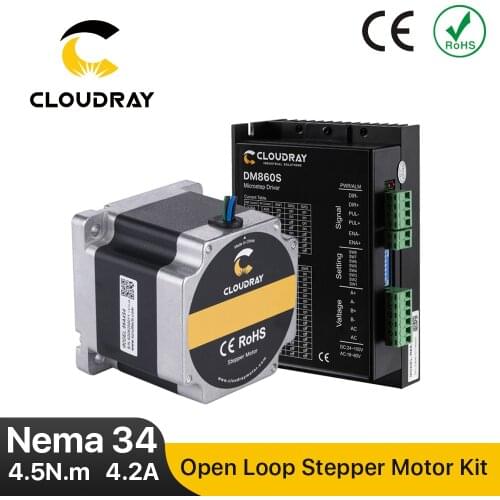 Cloudray Nema 34 Open Loop Stepper Motor Driver Kit 4.5N.m 4.2A DM860S 2.4A-7.2A for 3D printer CNC Engraving Milling Machine