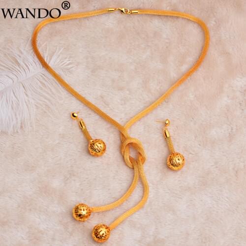 WANDO gold Necklace Earring Set Party Gift vintage Bead Jewelry Sets daily wear mother gift DIY charms women girls Fine Jewelry