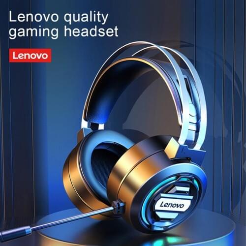 Lenovo H401 Headphone USB Wired Over-Ear Gaming Headset With Microphone 7.1 Stereo Earphones With RGB Light for Game Players