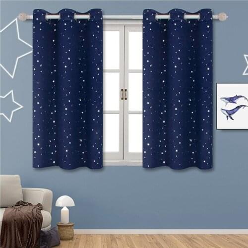 2019 New Real Curtains Dormitorio Shiny Stars Fabric Children Room For Kids Boy Girl Bedroom Living Blue/pink Custom Made Drape