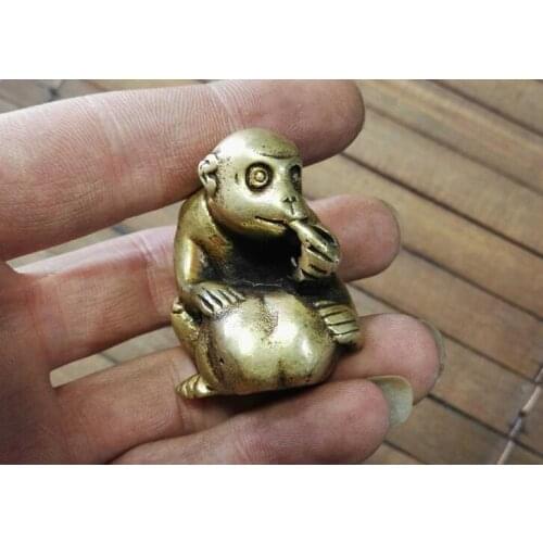 Miscellaneous antiques with pure brass Peach-Shaped Mantou Jiapin monkey hand pieces of small solid bronze antique jewelry ornam