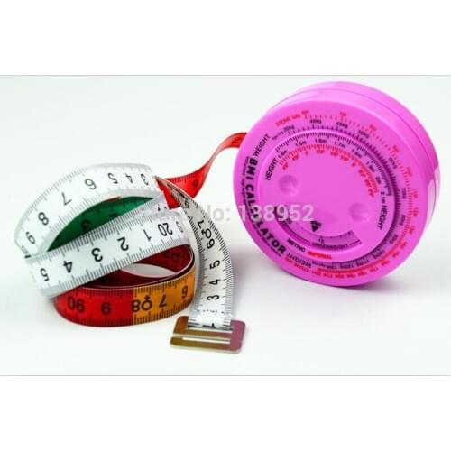 Pink color Bmi Calculator body Health Tape Measure body Mass Index with Retractable button
