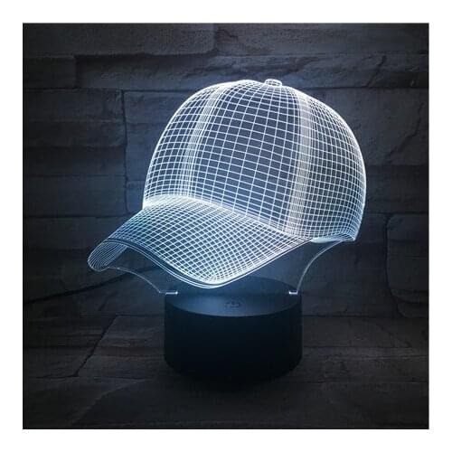USB 3D LED Night Light Bedside Desk Lamp Kids Nightlight Baseball Cap Color Changing Birthday Party Decoration Fans Friends Gift