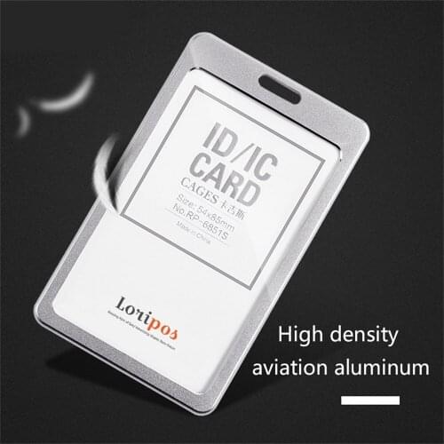 Vertical Aluminum Metal Sleeve Business Name Card Badge Holder with Retractable Lanyard Strap