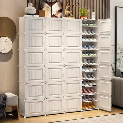 Large-Capacity Dustproof Plastic Woven Shoe Rack Storage Shoe Rack Combination Storage Rack Diy Modular Shoe Cabinet Easy To Ass