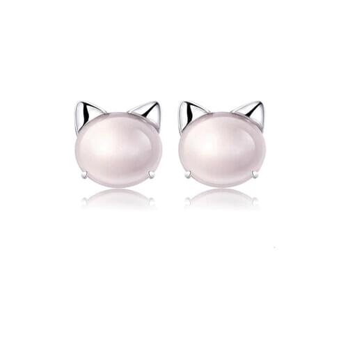 2016 New arrival high quality cute little cat animal design 925 sterling silver ladies`stud earrings jewelry gift