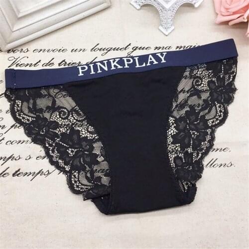 Womens underwear new cotton back net lace womens underwear low waist triangle sexy and comfortable letter wide waist 275