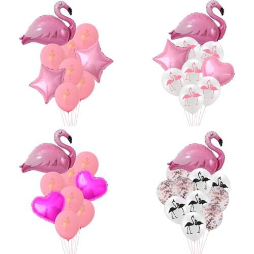 1set Pink Swan Flamingo Foil Balloons Tropical Summer Flamingo Party Happy Birthday Decorations Kids Hawaiian Party Supplies
