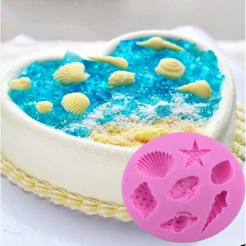 10-hole Sea Shell Shape Chocolate Silicon Mold Fondant Cake Decoration Mold D377
