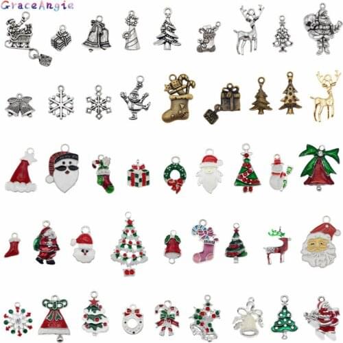 GraceAngie 10pcs enamel christmas charm for jewelry making fashion Anklet Keychain bracelet Gift necklace charm earring pendant