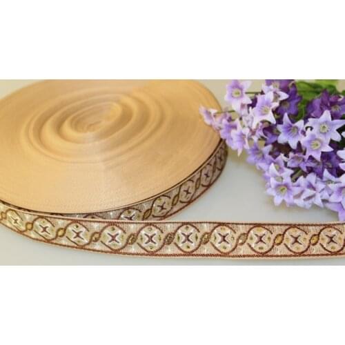 10 yards/lot wide 2.2cm Woven Jacquard Ribbon geometry beige