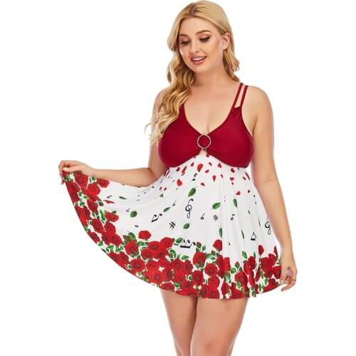 2021 plus size Bohemian Tankini swimsuit women one-piece printing plus size swimsuit swim skirt May beach skirt swimsuit