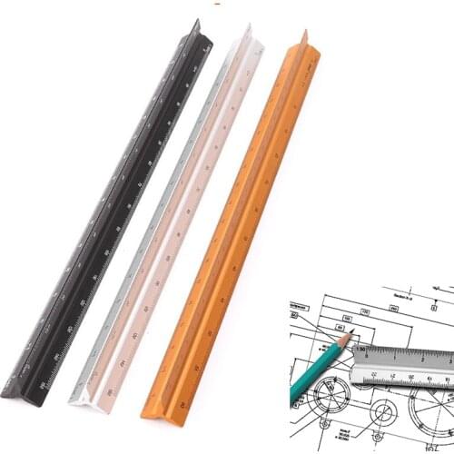 30cm Triangular Architect Scale Ruler Aluminum Scale Ruler for Drafting School Accessories Supplies papeleria y oficina
