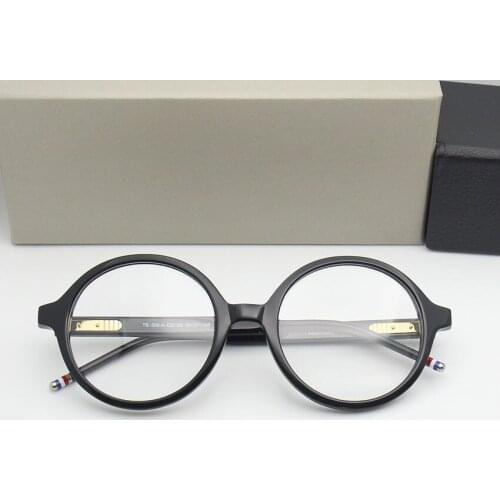 Thom Brand Acetate Retro Round Glasses Frame for Men and Women Optical Prescription Eyeglasses with Clear Lens oculos de grau