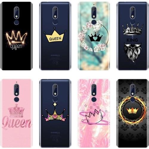 Phone Case For Nokia 2.1 3.1 5.1 6.1 7.1 Silicone Soft Luxury King And Queen Crown Back Cover For Nokia 2.1 3.1 5.1 6.1 7.1 Plus
