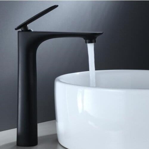 Black Brass Basin Faucet Single Handle Waterfall Basin Mixer Tap Hot & Cold Bathroom Faucets Sink Waterfall Faucet