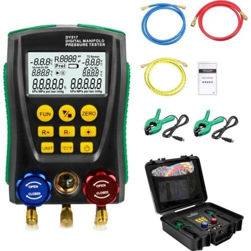 DY517 Pressure Gauge Refrigeration Digital Vacuum Pressure Manifold Tester Refrigerant Meter Temperature Tester 0 Kpa~6000 Kpa