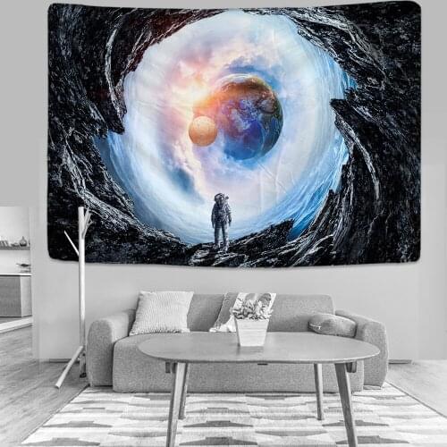 Space Astronaut Starry Tapestry Bedroom Tapestry Cosmic Starry Decorative Art Carpet