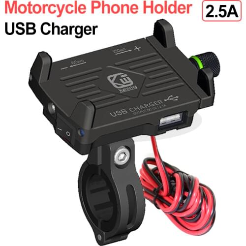 Aluminum Alloy Motorcycle Phone Holder With 12/24V USB Charger Adjustable Mobile Phone Holder For Electric Car Motorcycle Holder
