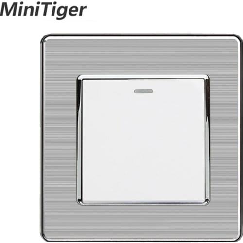 EsooLi 1 Gang 1 Way Luxury Light Switch On / Off Wall Switch Interruptor Stainless Steel Panel AC 110~250V